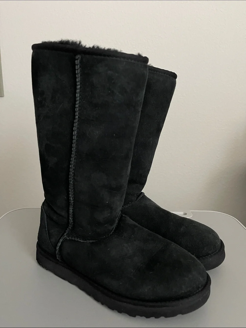 UGG Tall Black Suede Pull-On Boots